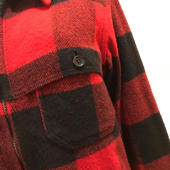 Woolrich Wool Coat Jacket Womens Size M Red Black Buffalo Plaid USA Made - Picture 11 of 16